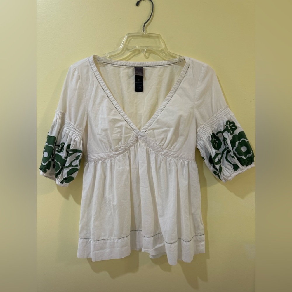 Lithe Embroidered Peplum Top | Puff Sleeves | Size 6